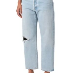 Agolde 90's Ripped Mid Rise Crop Relaxed Straight Leg Jeans, Segment wash, 30